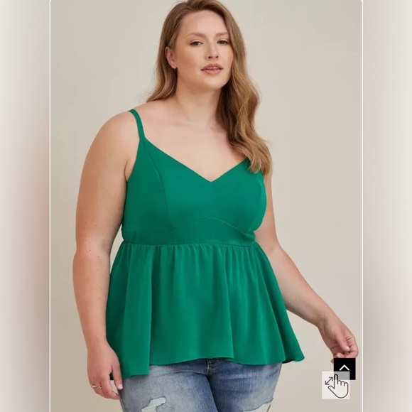 Torrid NWT Green Peplum Sleeveless Top V-Neck R17 - Picture 1 of 8